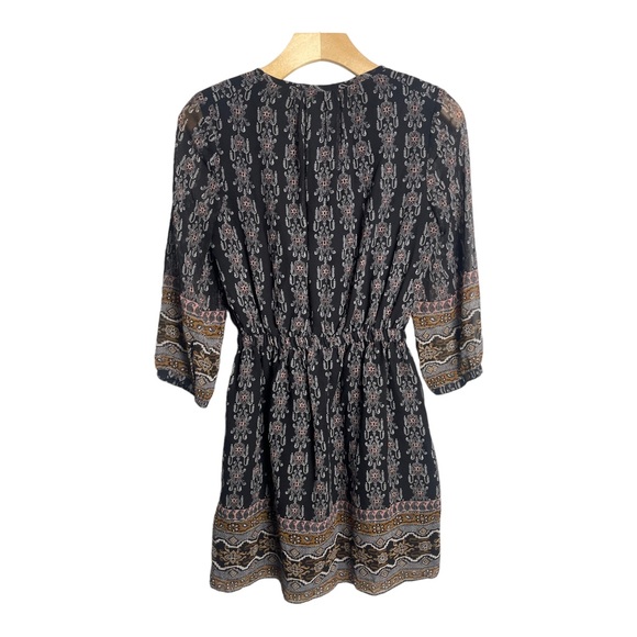 Madewell Lace Up Burnished Floral Mini Dress Black/Brown Size 00 - Picture 4 of 11